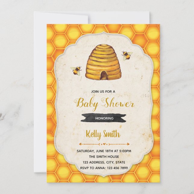 Bumble bee shower birthday bridal invitation (Front)