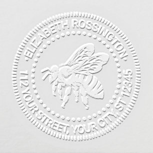 Bumble Bee Side View Round Name Return Address Embosser