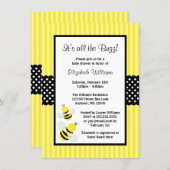 Bumble Bee Striped Dots Baby Shower Invitations (Front/Back)