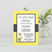 Bumble Bee Striped Dots Baby Shower Invitations (Standing Front)