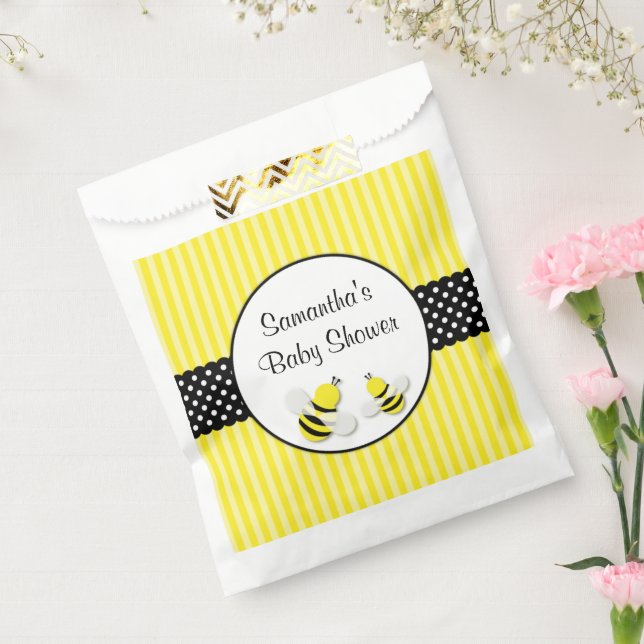 Bumble Bee Striped Polka Dots Baby Shower Favor Bag (Sealed)