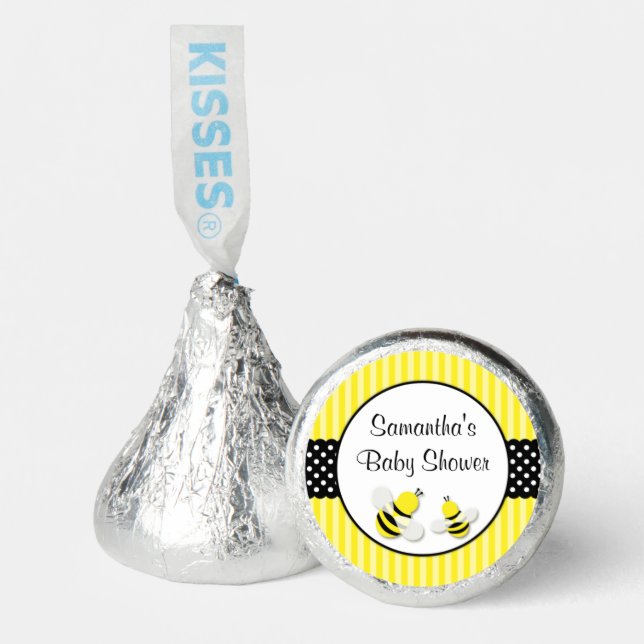 Bumble Bee Striped Polka Dots Baby Shower Hershey®'s Kisses® (Front)