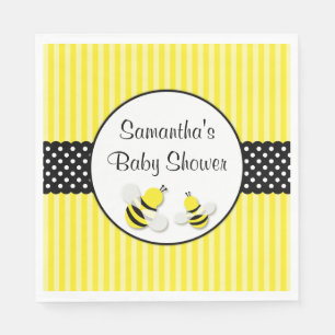 Bumble Bee Striped Polka Dots Baby Shower Paper Napkins