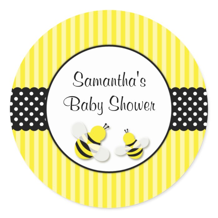 Bumble Bee Striped Polka Dots Baby Shower Stickers