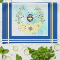 Bee Happy Tea Towel, Bumble Bee, Summer Tea Towel, Summer Kitchen