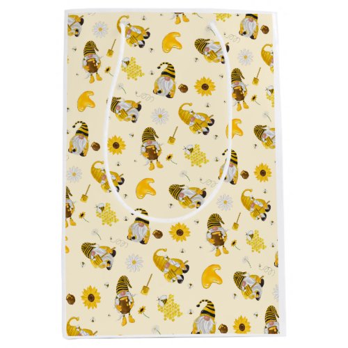 Bumble Bee Sunflower Yellow Gnome Tissue Paper Medium Gift Bag