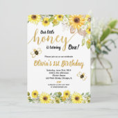 Bumble bee sunflowers birthday invitation girl (Standing Front)
