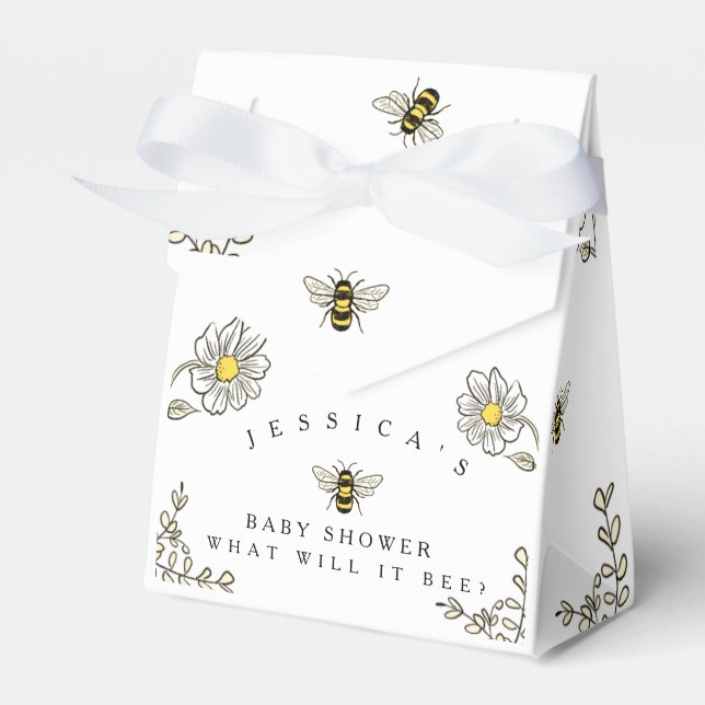Bumble Bee Theme Baby Shower Favor Boxes (Front Side)