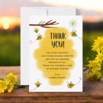 Bumble Bee Theme Baby Shower Thank You Cards