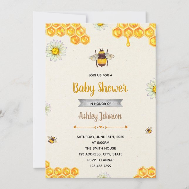 Bumble bee theme party invitation (Front)