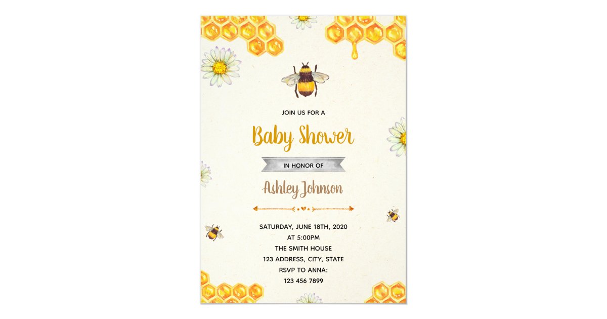 Bumble Bee Theme Party Invitation 8952