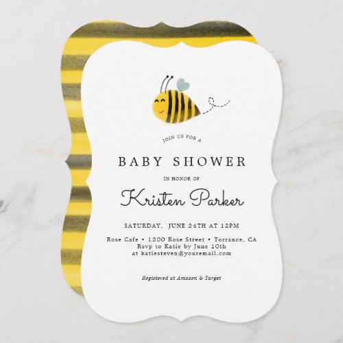 Bumble Bee Themed Baby Shower Invitation Cards