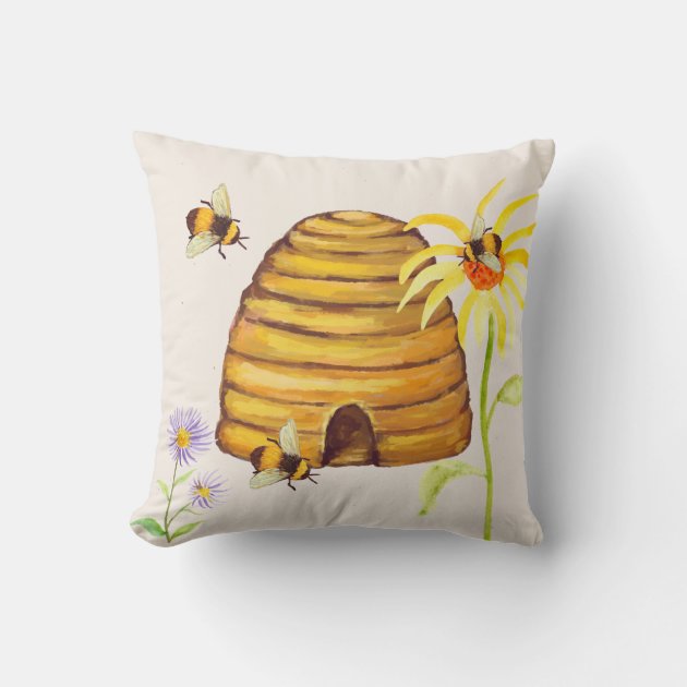 Bumble bee shop throw pillows