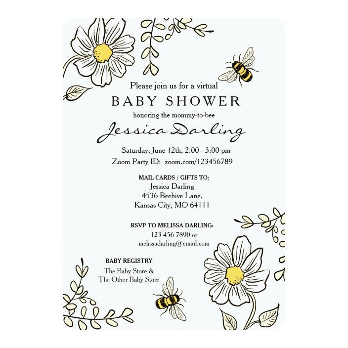 bumble bee baby shower evite