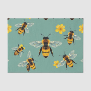 Bumble Bee Watercolor Realistic Honeycomb Tissue Paper