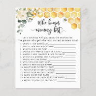 Bumble bee Who knows mommy best baby shower game