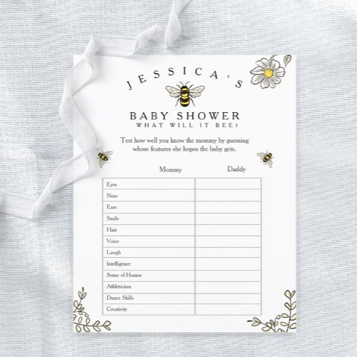 Bumble Bee Who knows mommy best shower game