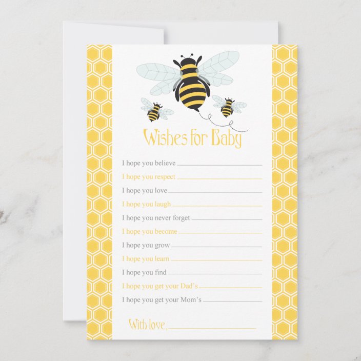 Bumble Bee Wishes For Baby Card Baby Shower Game Advice Card Zazzle Com