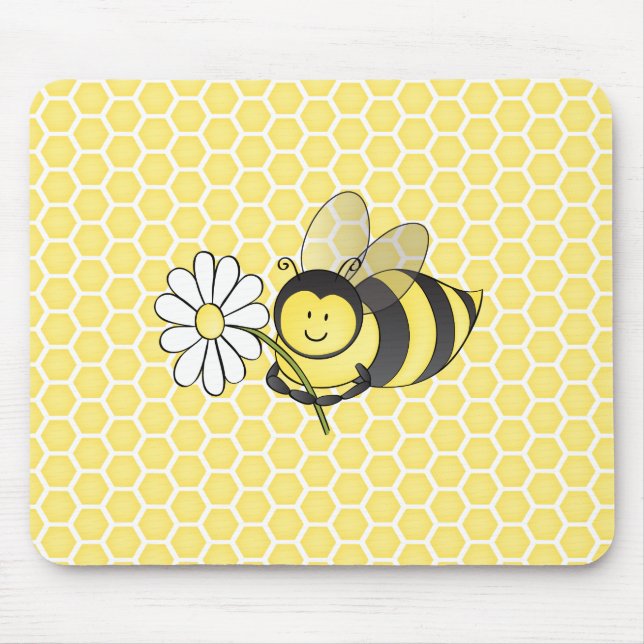 Bumble Bee with Daisy Mouse Pad (Front)