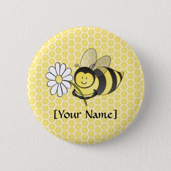 Bumble Bee With Daisy Pinback Button by artladymanor at Zazzle
