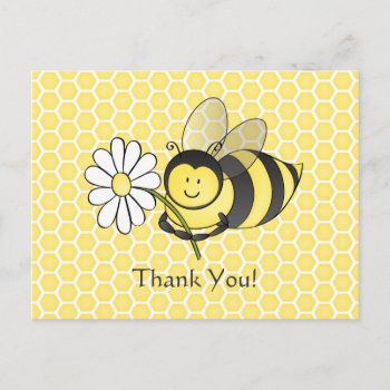 Bumble Bee With Daisy Thank You Postcard by artladymanor at Zazzle