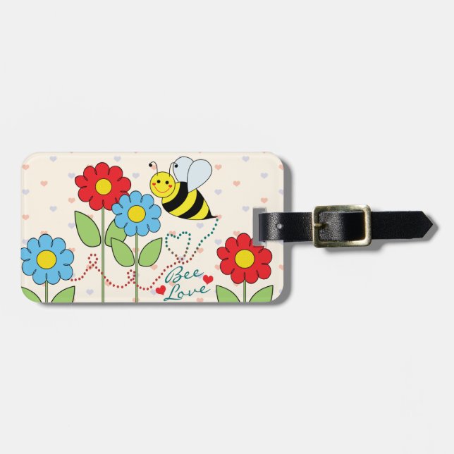 Bumble Bee With Flowers Address Luggage Tag (Front Horizontal)