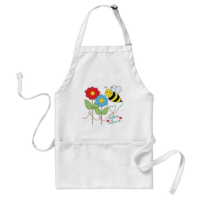 Bumble Bee With Flowers Bee Love Adult Apron (Front)