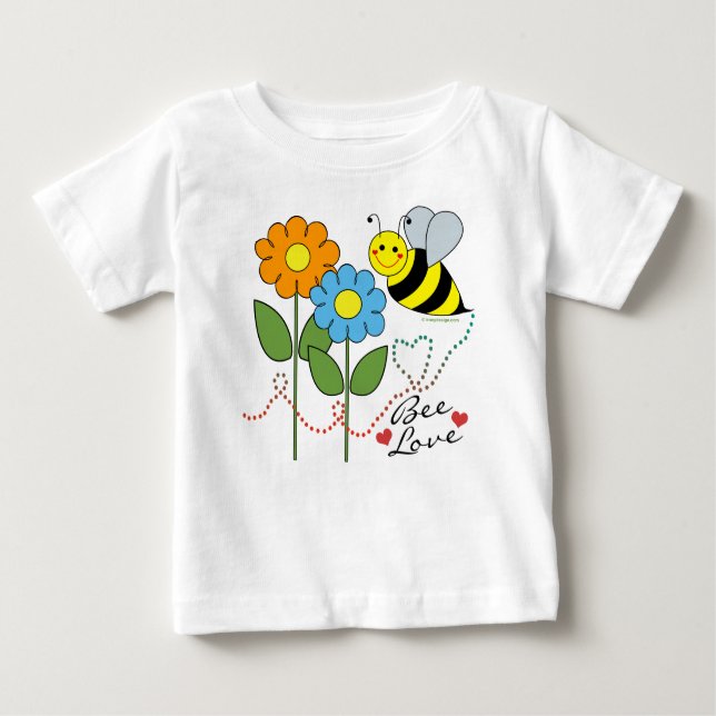 Bumble Bee With Flowers Bee Love Baby T-Shirt (Front)