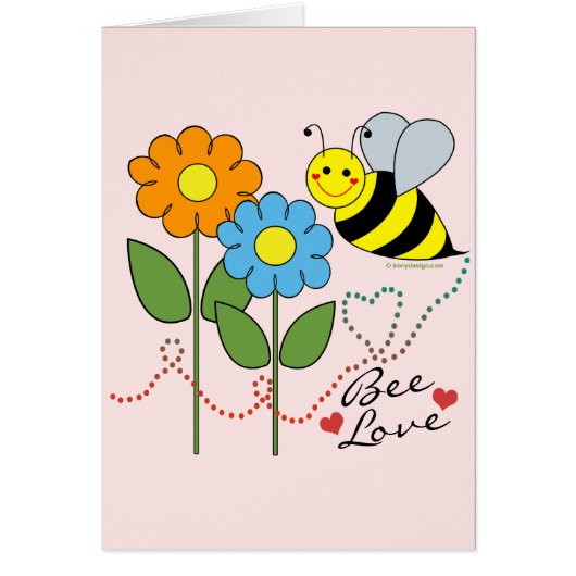 Bumble Bee With Flowers Bee Love Cards (Front)