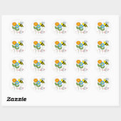 Bumble Bee With Flowers Bee Love Classic Round Sticker (Sheet)