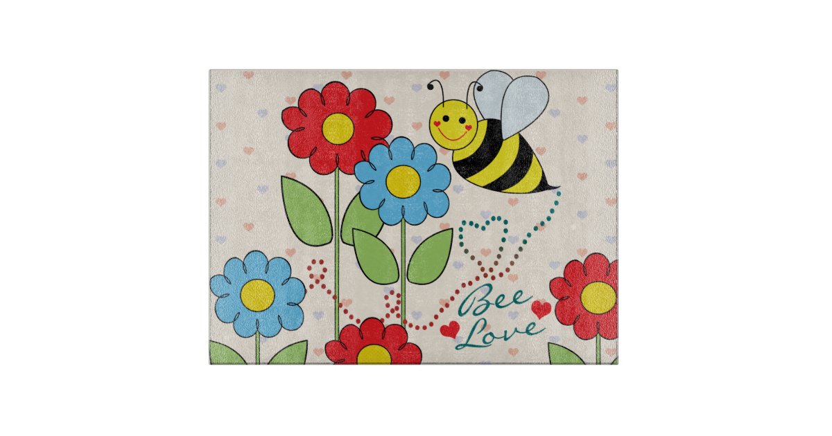 Sunflower with Bee: Personalized Glass Cutting Board - Available