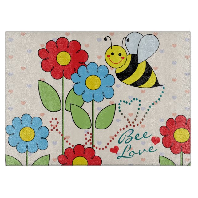 Bumble Bee With Flowers Bee Love Cutting Board (Front)