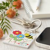 Bumble Bee With Flowers Bee Love Keychain (Front Right)