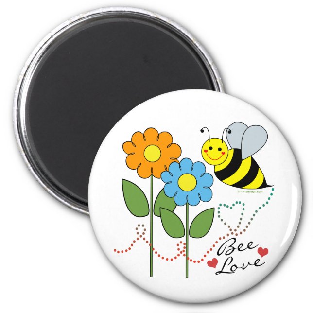 Bumble Bee With Flowers Bee Love Magnet (Front)