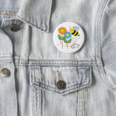 Bumble Bee With Flowers Bee Love Pinback Button (In Situ)