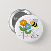 Bumble Bee With Flowers Bee Love Pinback Button (Front & Back)