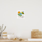 Bumble Bee With Flowers Bee Love Poster (Kitchen)
