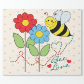 Bumble Bee With Flowers Bee Love Sheets Wrapping Paper (Flat)