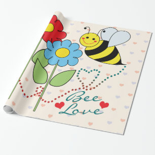 Bumble Bee With Flowers Bee Love Sheets Wrapping Paper