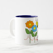 Bumble Bee With Flowers Bee Love Two-Tone Coffee Mug (Front Left)