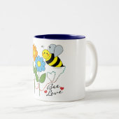 Bumble Bee With Flowers Bee Love Two-Tone Coffee Mug (Front Right)