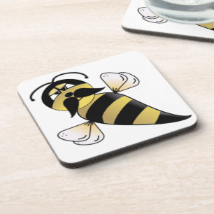 Bumble Bee with Mustache Beverage Coaster