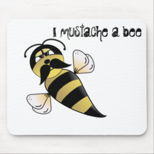 Bumble Bee with Mustache Mouse Pad