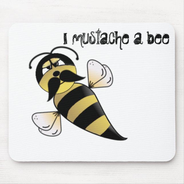 Bumble Bee with Mustache Mouse Pad (Front)