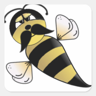 Bumble Bee with Mustache Square Sticker