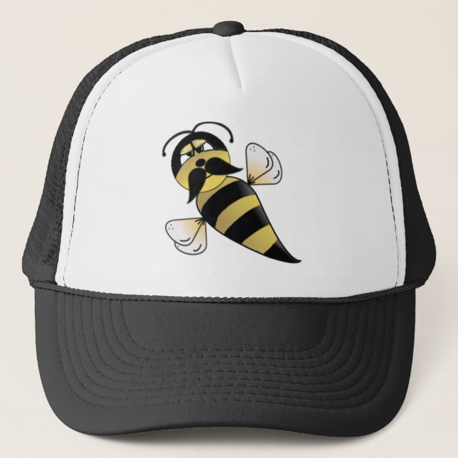 Bumble Bee with Mustache Trucker Hat (Front)