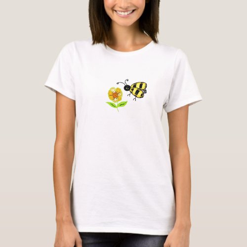 Bumble Bee with Yellow Flower T_Shirt