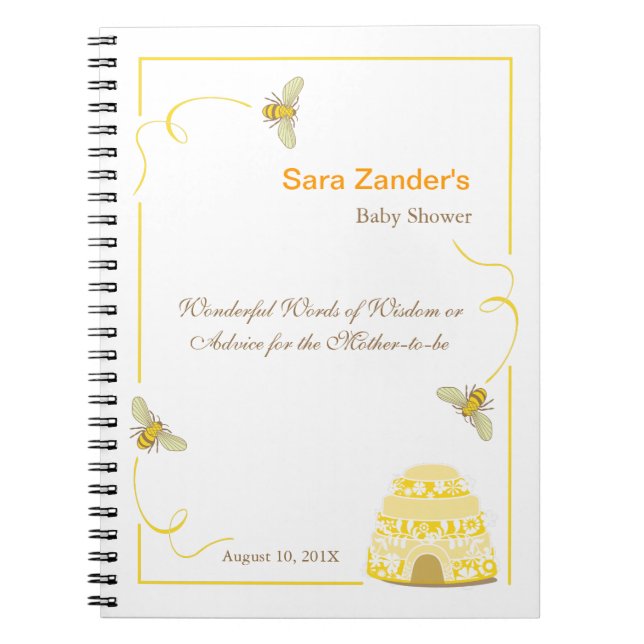 Bumble Bee  |  Words of Advice Baby Shower Notepad Notebook (Front)
