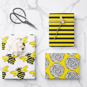 Bee and Flower Wrapping Paper. Cowslip Wrapping Paper. Bee 