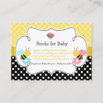 Bumble Bee Yellow and Black Books for Baby Enclosure Card